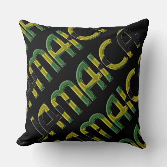 Coussin Jamaïque Pays Drapeau Couleurs Typographie Souveni (Recto)