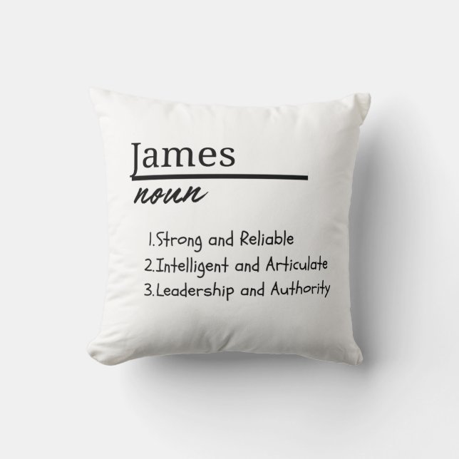 Coussin James, Garçon Nom Personnalisé Définition (Recto)