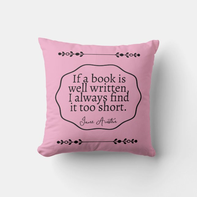 Coussin Jane Austen - si un livre est bien écrit (Recto)
