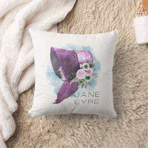 Coussin Jane Eyre Bonnet Fleurs violettes et bleues