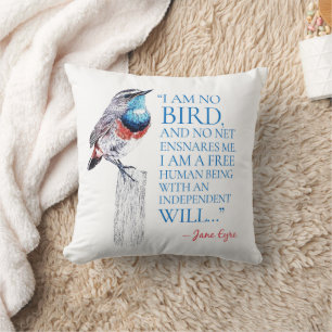 Coussin Jane Eyre - Je Ne Suis Pas Un Oiseau - Oiseau Bleu