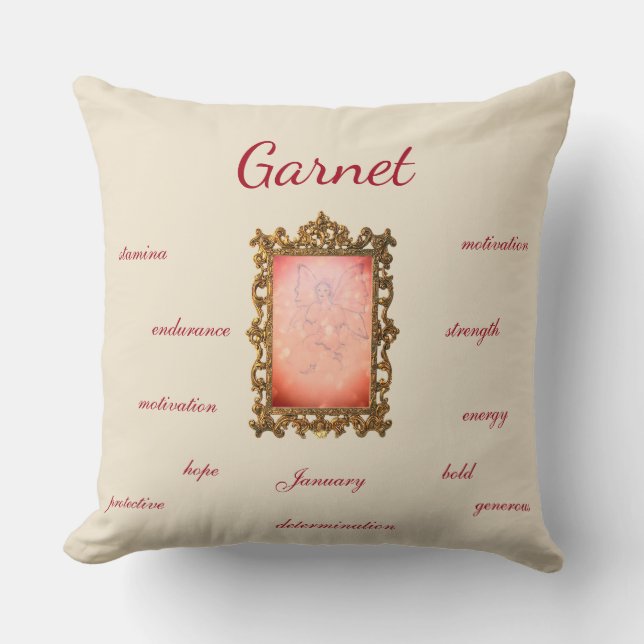 Coussin Janvier pierre de naissance Garnet Fée (Recto)
