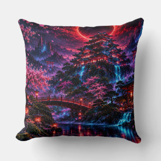 Coussin Japanese Cyberpunk Castle Poster