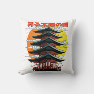 Coussin japon, terre du logo du temple du soleil levant
