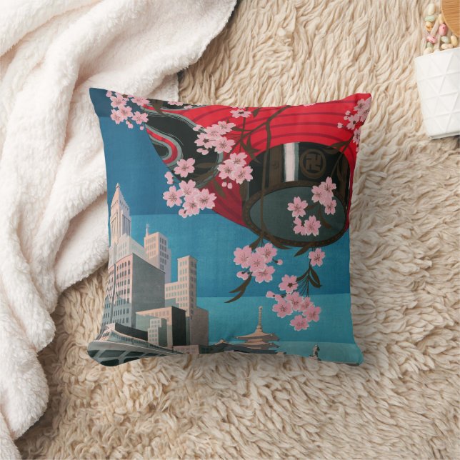 Coussin Japon Tokyo Vintage Japonais affiche de voyage (Couverture)