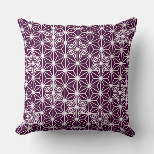 Coussin Japonais Asanoha motif - aubergine violet