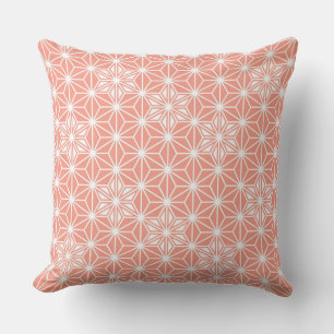 Coussin Japonais Asanoha motif - corail rose