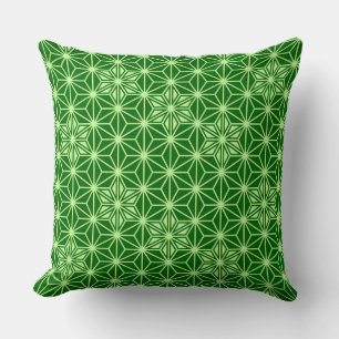Coussin Japonais Asanoha Motif, Emerald et Lime Green