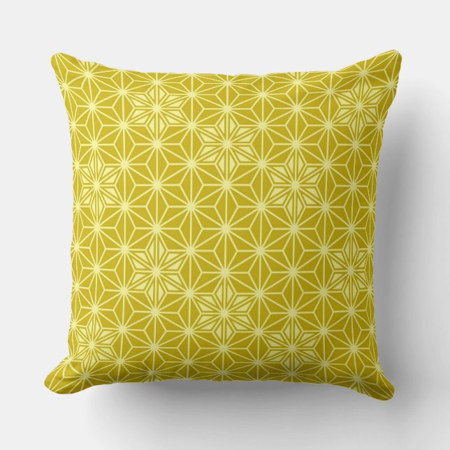 Coussin Japonais Asanoha motif - or moutarde (Recto)