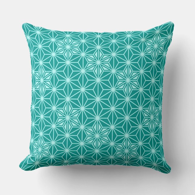 Coussin Japonais Asanoha motif - turquoise (Recto)