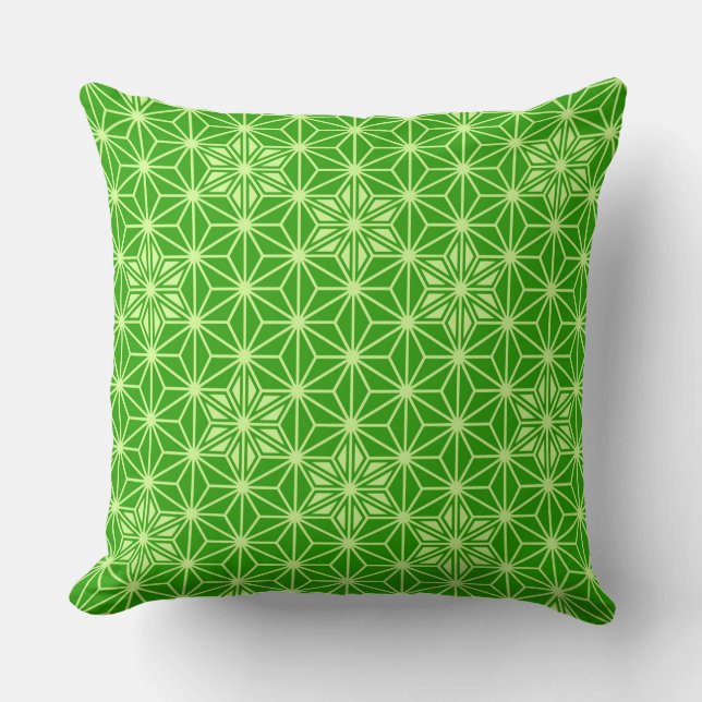 Coussin Japonais Asanoha motif - vert citron (Recto)