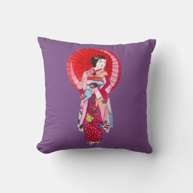 Coussin japonais Geisha kimono art original (Recto)