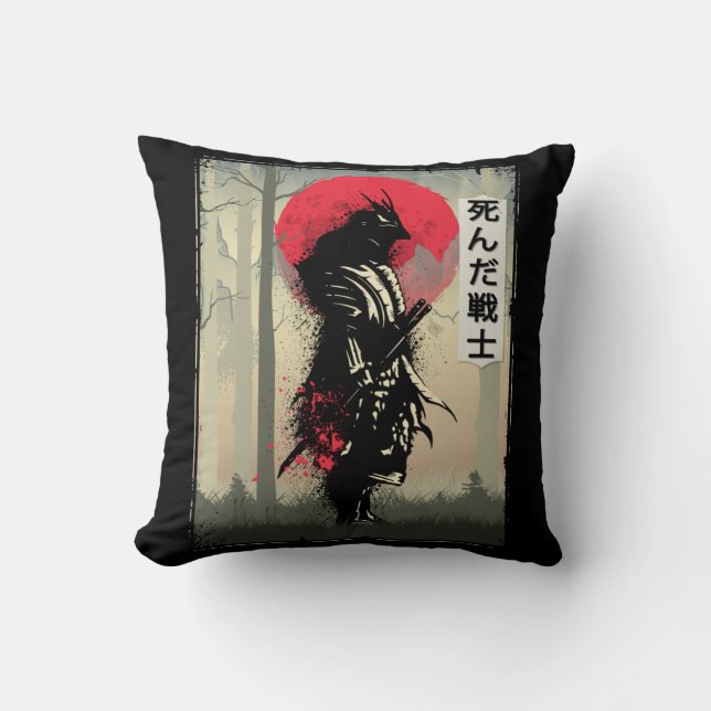 Coussin Japonais mort Samurai Guerrier Japon Swordsman (Recto)