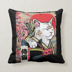 Coussin Japonais Samurai Chat Guerrier Japon Ninja Kitten