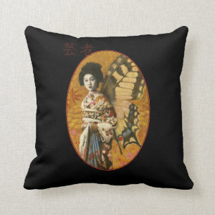 Coussin japonais vintage de jet de geisha
