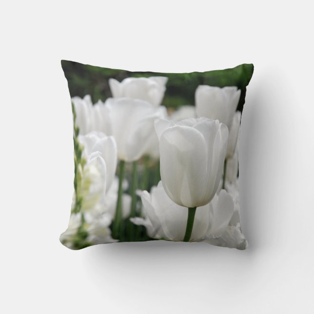 Coussin jardin à tulipe blanc (Recto)