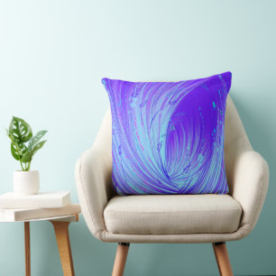 Coussin Jardin Abstrait bleu pourpre enchanté