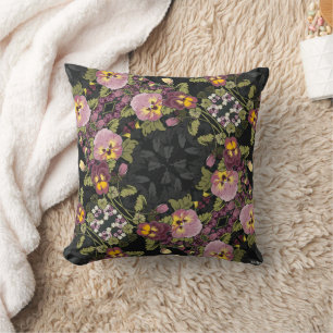 Coussin Jardin Art nouveau de Pansies II Vintage