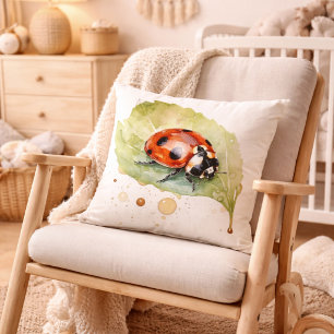 Coussin Jardin artistique de coccinelle à l'aquarelle vibr