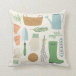 Coussin Jardin aux herbes<br><div class="desc">Une collection d'outils de jardinage et d'herbes</div>