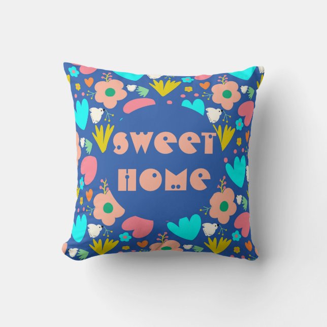 Coussin Jardin bleu customisé (Recto)