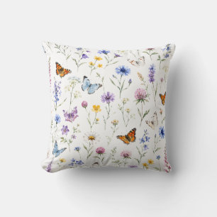 Coussin Jardin botanique de fleurs sauvages de miel d'abei