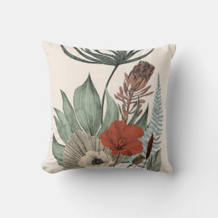 Coussin Jardin botanique vintage - Fleurs sauvages & Prote