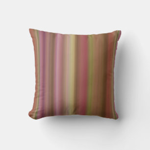 Coussin Jardin brumeux rose, brun et vert rayé