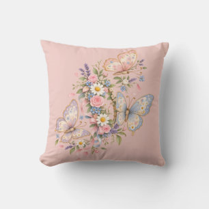 Coussin Jardin d'anniversaire papillon pastel