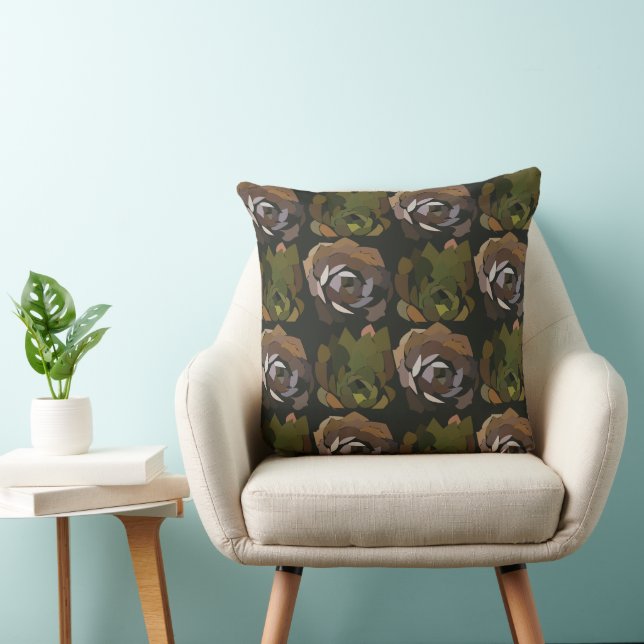 Coussin Jardin de Cactus Feuilles Motif botanique vert (Chaise)