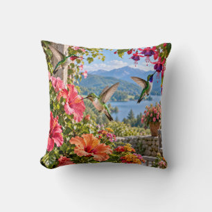 Coussin Jardin de colibris Lac Paysage