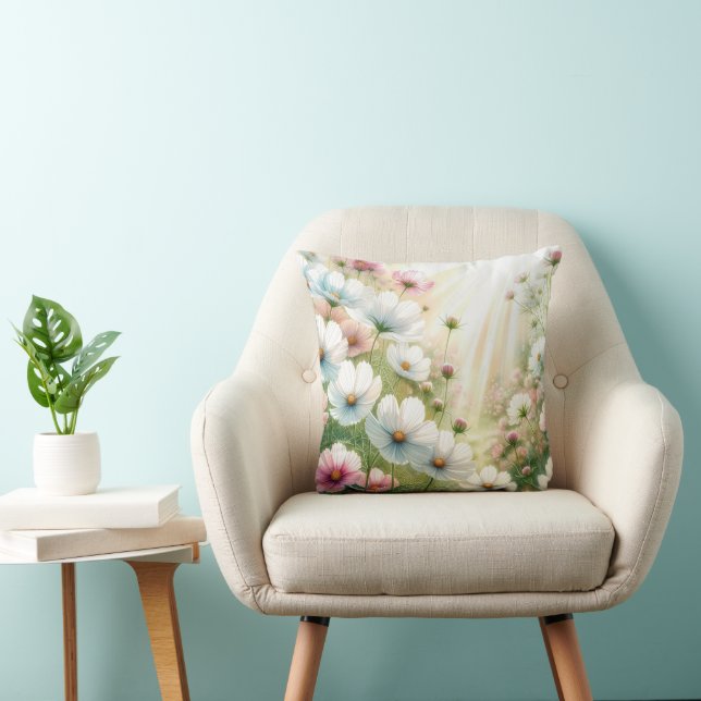 Coussin Jardin de Cosmos Ensoleillé (Chaise)