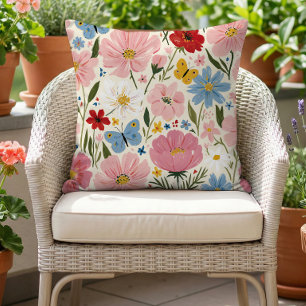 Coussin Jardin de Cottage Fantaisiste Motif Floral d'Été