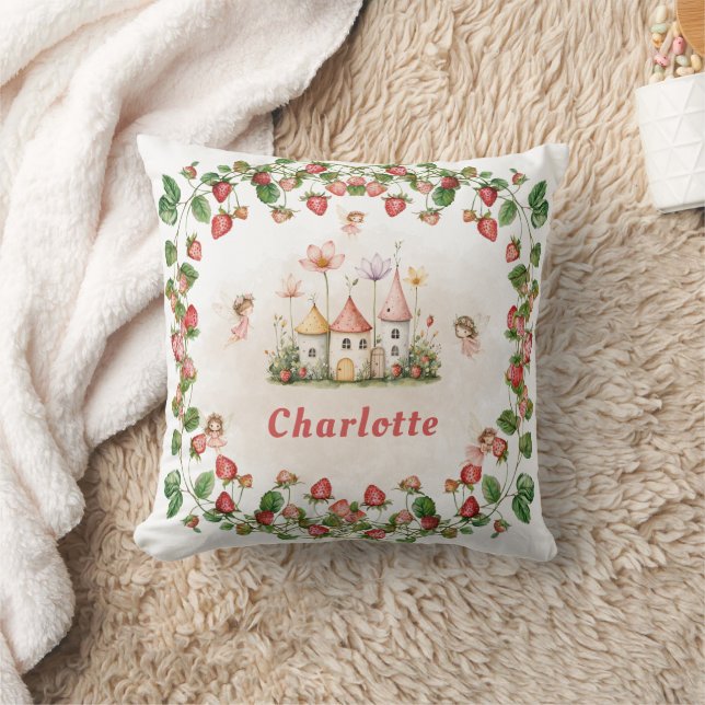 Coussin Jardin de fée enchanté de fraise anniversaire  (Couverture)