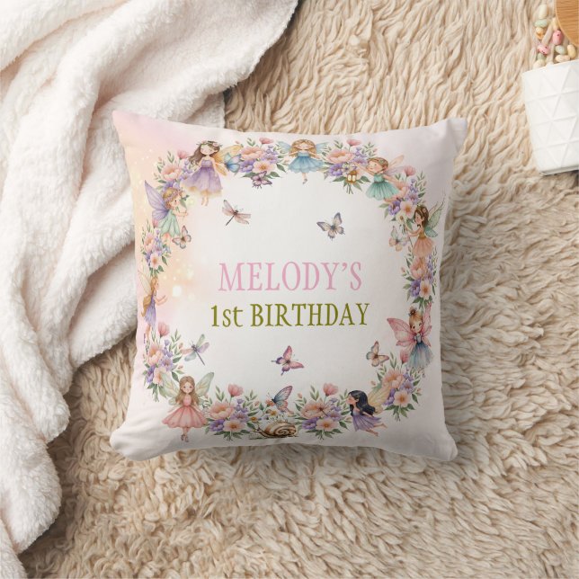 Coussin Jardin de fées fantaisiste pour 1er anniversaire  (Couverture)