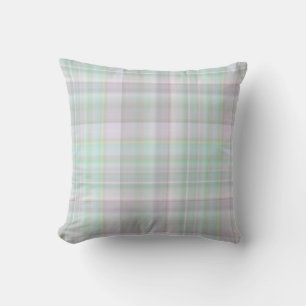 Coussin Jardin de Fées Rose Pâle et Menthe à Carreaux