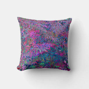 Coussin Jardin de feuillage aux couleurs arc-en-ciel psych