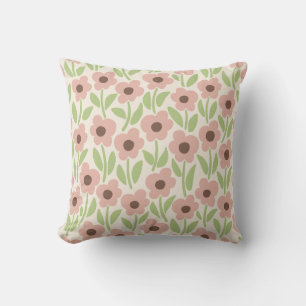 Coussin Jardin de fleurs à la craie Inspiré du pastel rétr