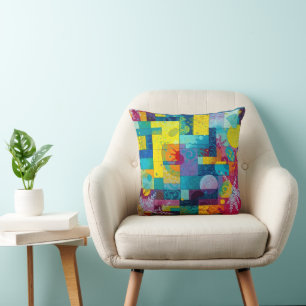 Coussin Jardin de fleurs cosmiques : mosaïque Abstraite de