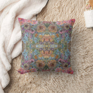 Coussin Jardin de fleurs de style shabby chic, peinture à