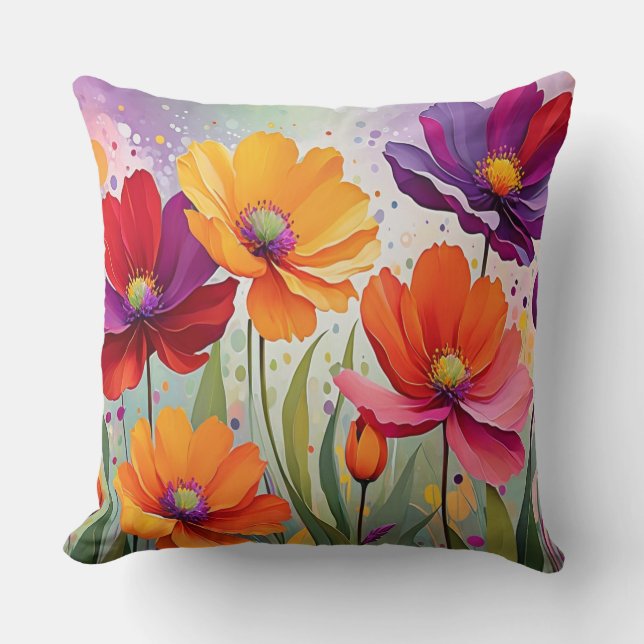 Coussin Jardin de fleurs d'été aquarelle  (Recto)