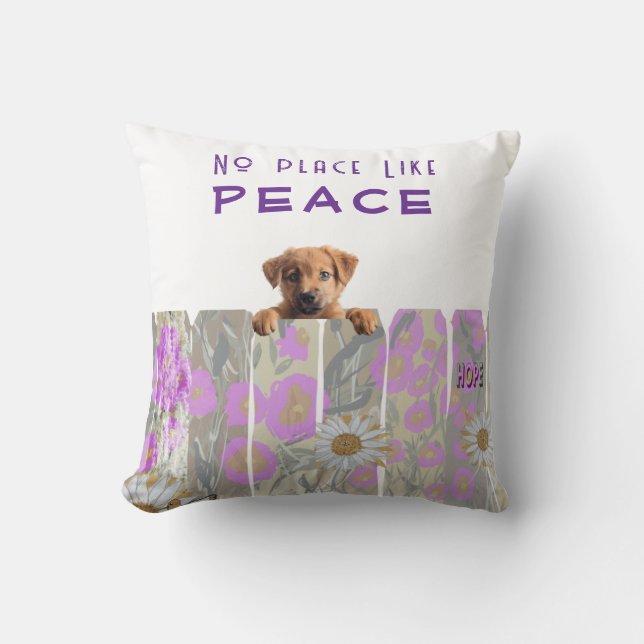 Coussin Jardin de fleurs. Espoir de chiot paisible (Recto)