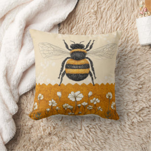 Coussin Jardin de fleurs sauvages à abeilles mellifères vi