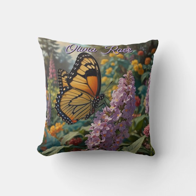 Coussin Jardin de fleurs sauvages pastel élégant avec papi (Recto)