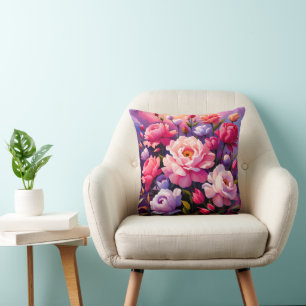 Coussin Jardin de floraison rose du lever du soleil Zen de