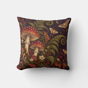 Coussin Jardin de fougères aux champignons de minuit