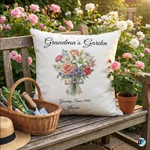 Coussin Jardin de grand-mère Noms personnalisés des petits