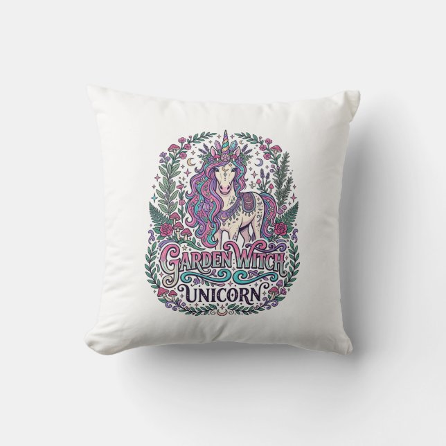 Coussin Jardin de licorne Sorcière de licorne Vêtements co (Recto)
