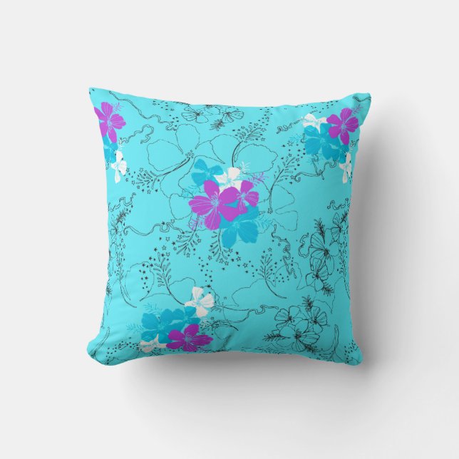 Coussin Jardin de minuit Hawaïen Fleur d'Hibiscus (Recto)