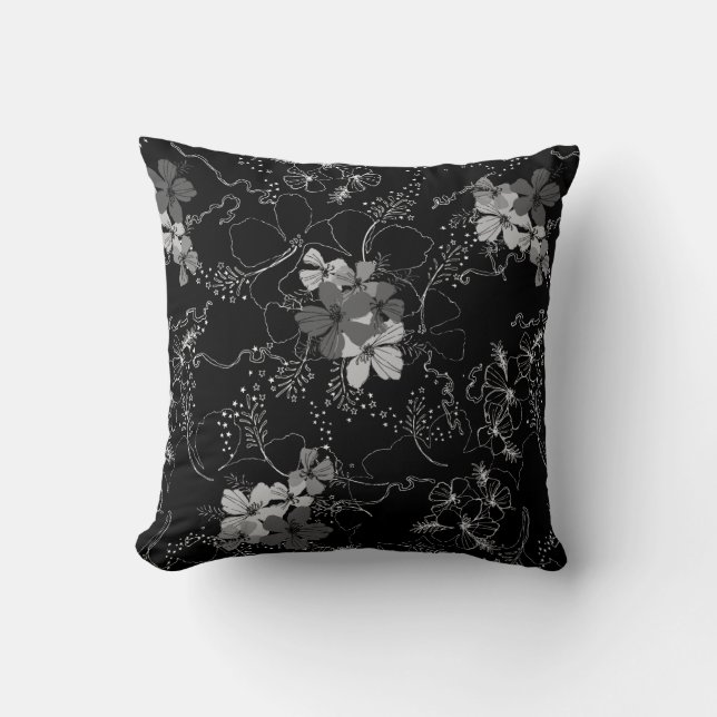Coussin Jardin de minuit Hibiscus hawaïen Floral (Recto)